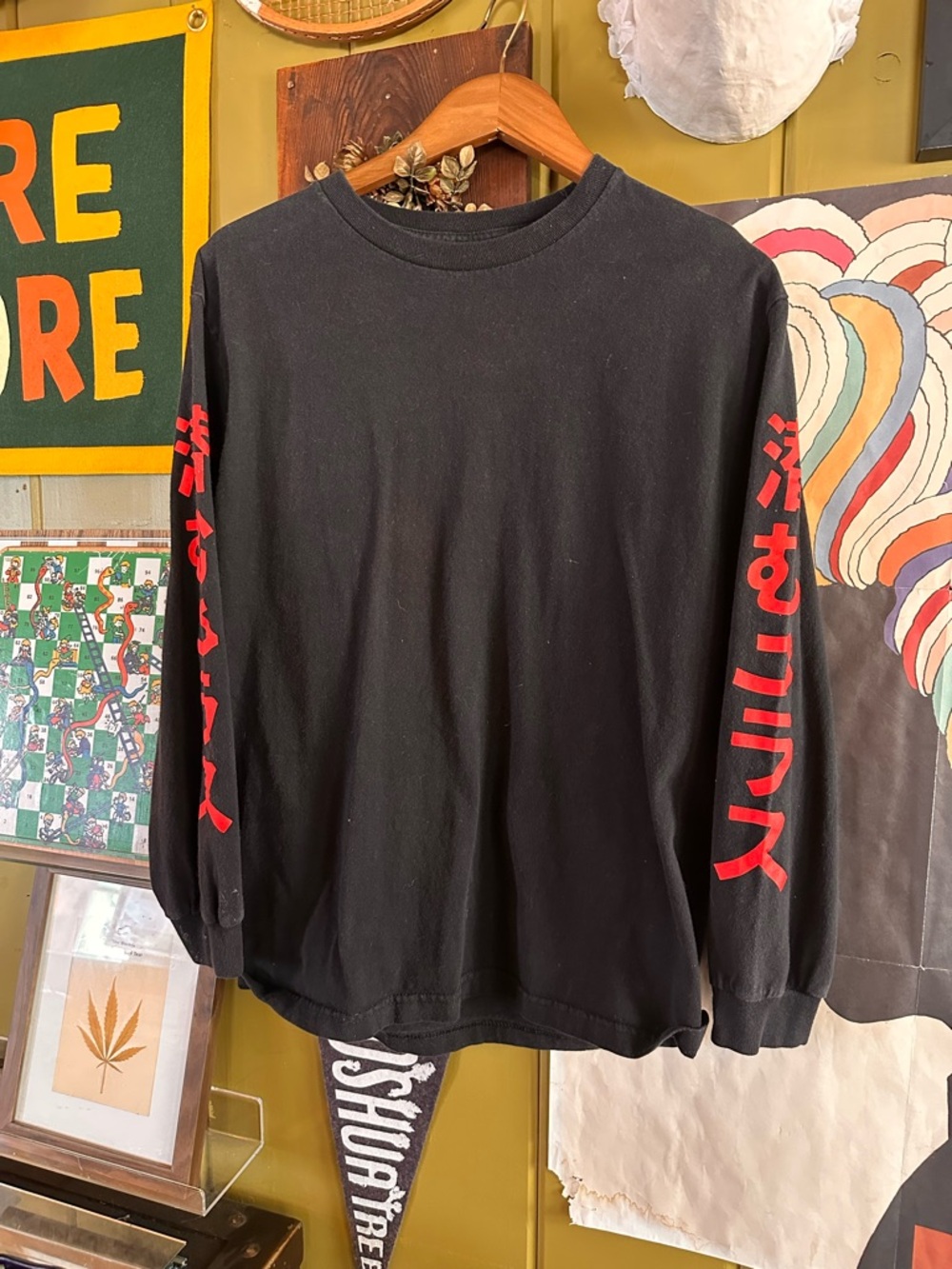 Lurking Class Sketchy Tank Long Sleeve Shirt Kanji Sleeve Graphic Black M